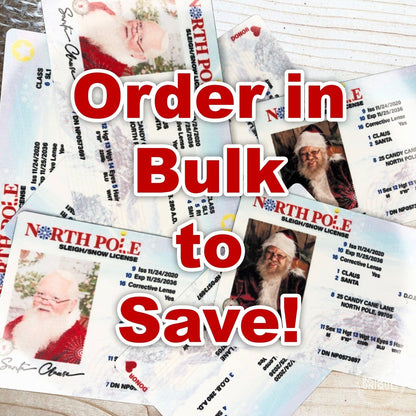Custom Santa Claus or Mrs. Claus Sleigh License - Professional Santa Impersonator Aluminum Business Cards