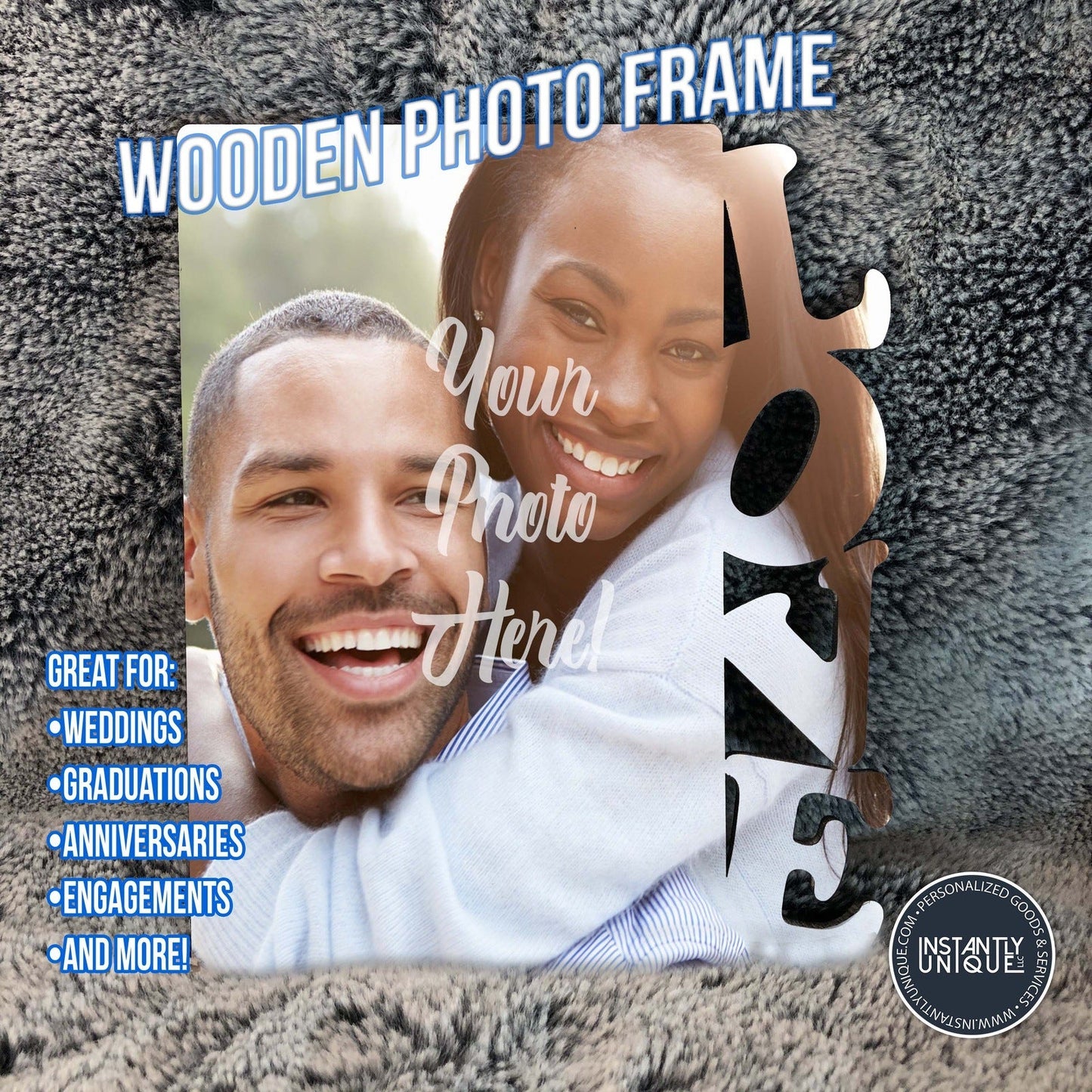 Custom LOVE Shape Photo Panel with Picture - Made of Hardboard - Add Your Photo