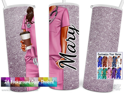 Customized Scrub Girl Nurse Tumbler with Name