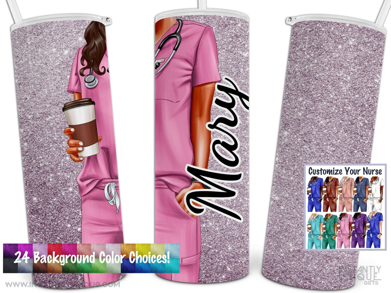 Customized Scrub Girl Nurse Tumbler with Name