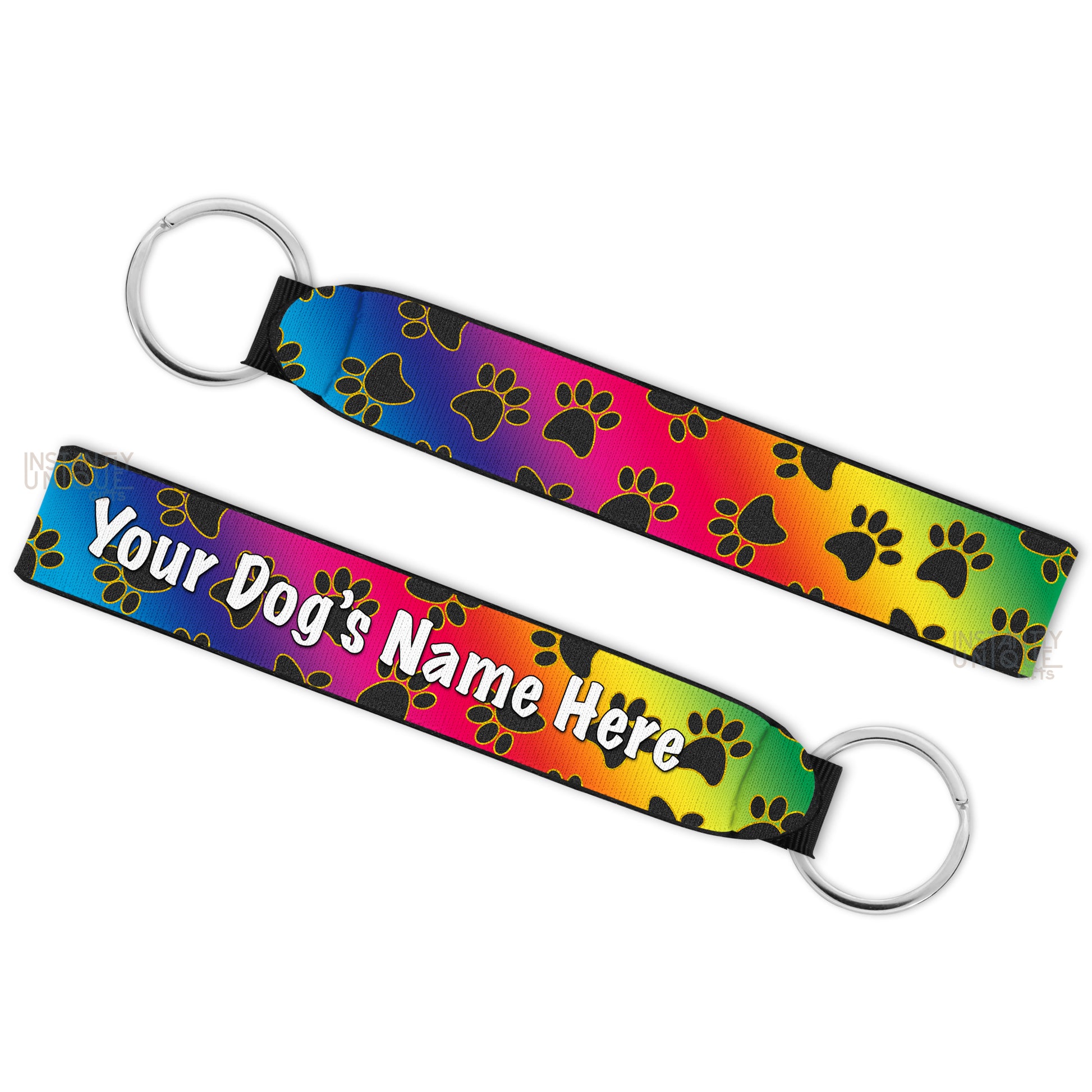 Add Your Pet's Name - Paw Print Neoprene Wristlet Keychain
