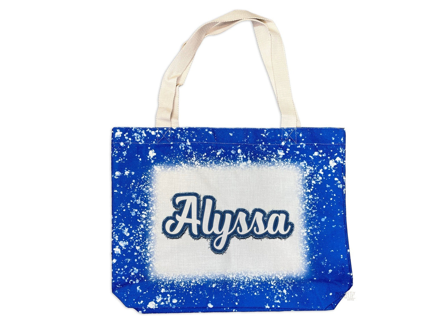 Faux Blue Jean Patch Custom Name Tote - Bleach Design Tote Bag