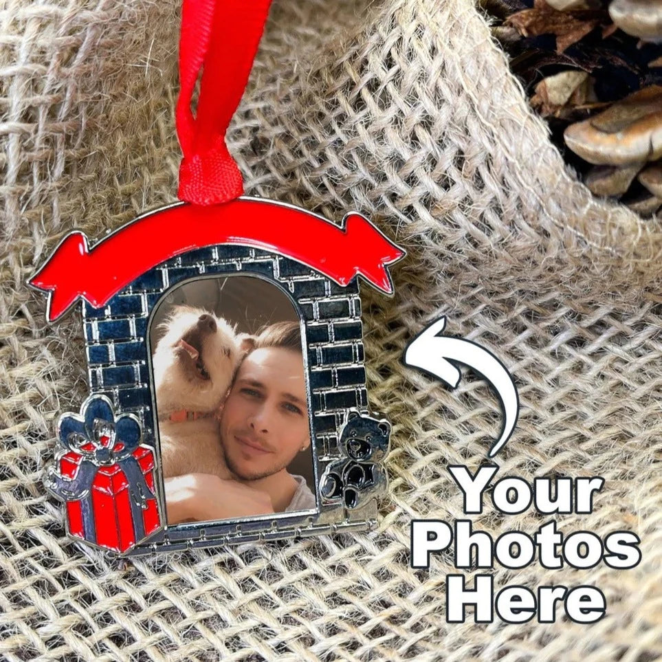 Fireplace Shaped Metal Ornament - Add Your Photo Christmas Ornament