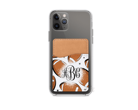 Football Pattern Personalized Monogram Stick On Phone Wallet - Add Your Custom Monogram