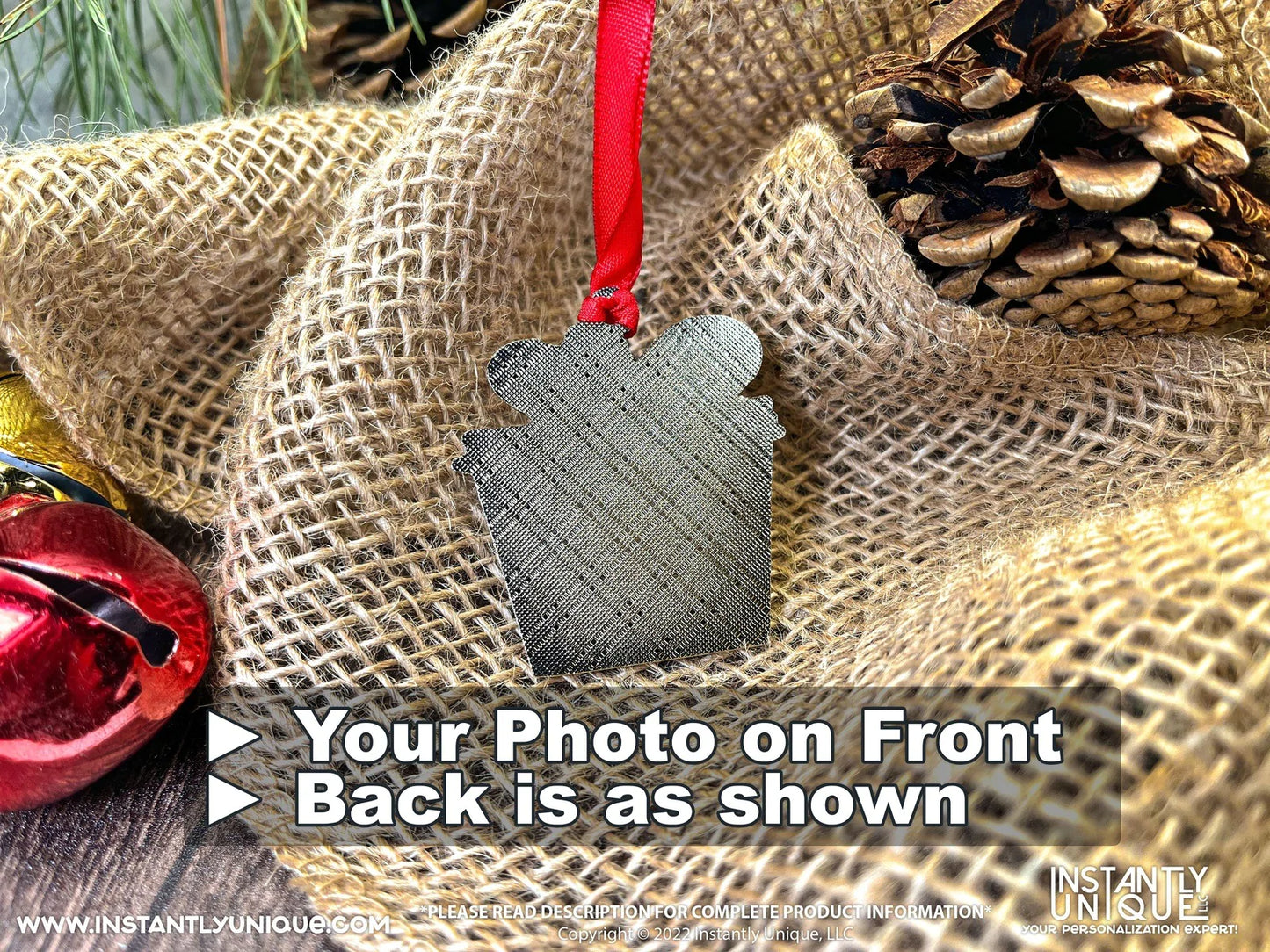 Gift Shaped Metal Ornament - Add Your Photo Christmas Ornament