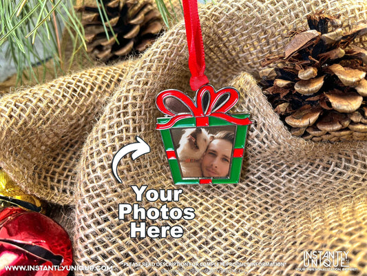 Gift Shaped Metal Ornament - Add Your Photo Christmas Ornament