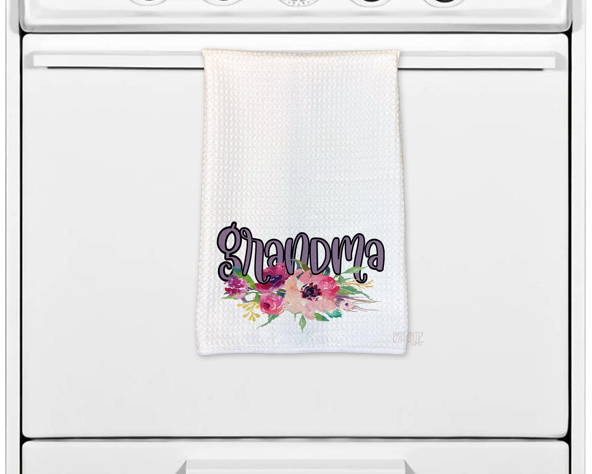 Grandma Floral Waffle Weave Kitchen Towel