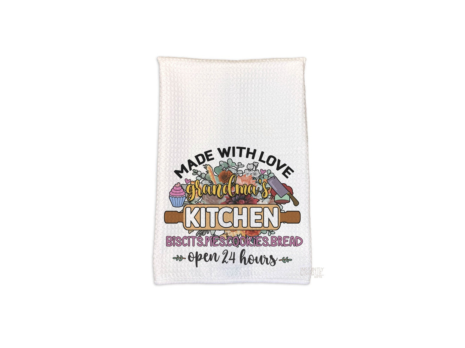Grandma's Kitchen - Made with Love Waffle Weave Kitchen Towel