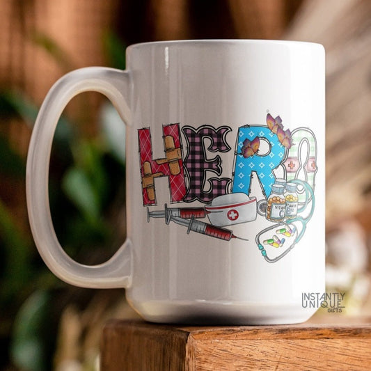 Hero Nurse Design 15oz Ceramic Coffee Mug