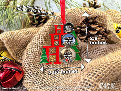 HoHoHo Christmas Tree Metal Ornament - Add Your Photo Christmas Ornament