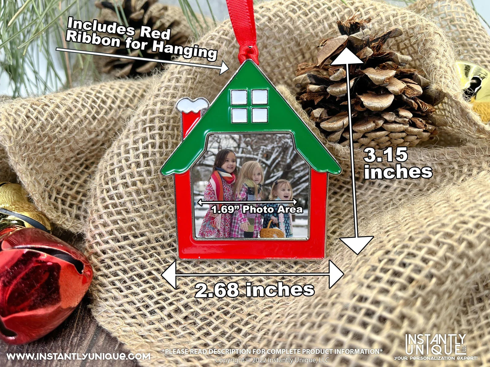 House Shaped Metal Ornament - Add Your Photo Christmas Ornament