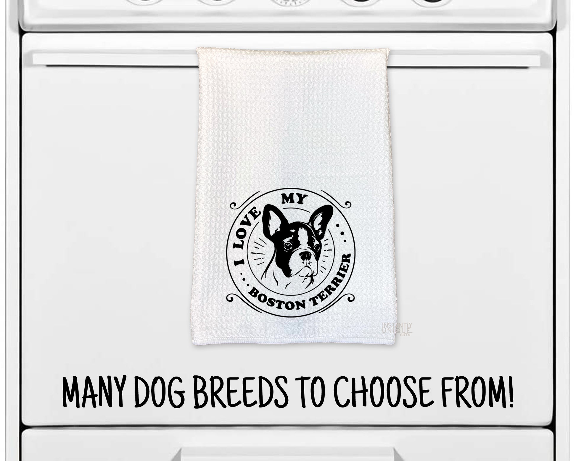 I Love My Dog Breed - Waffle Weave Kitchen Towel