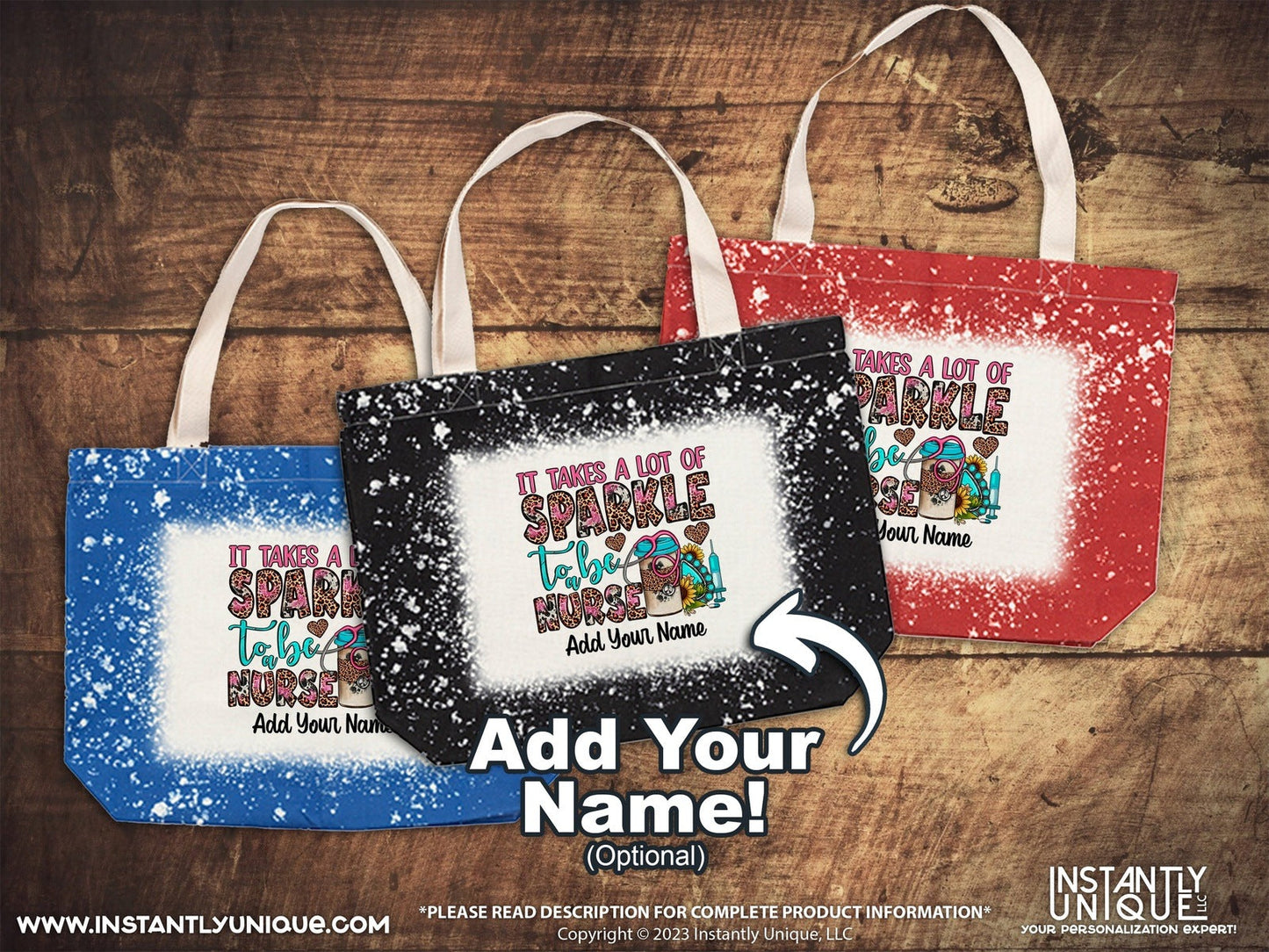 It Takes a lot of Sparkle to be a Nurse - Add Your Name - Bleach Design Tote Bag