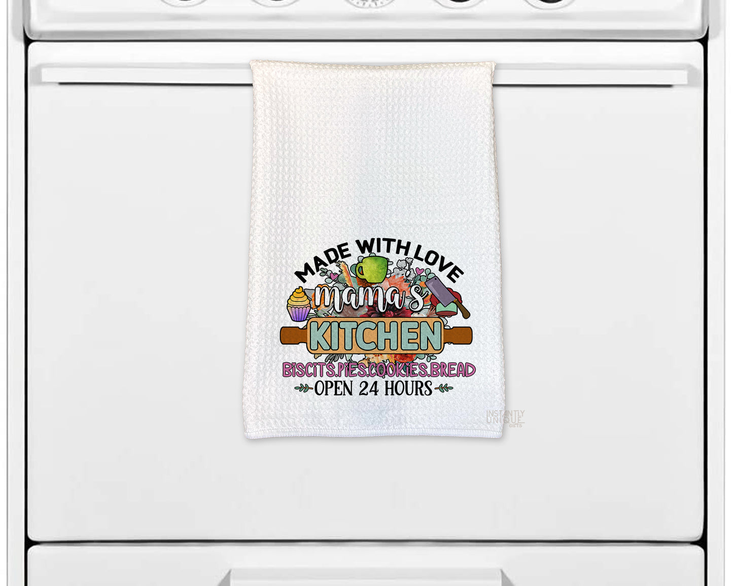 Mama's Kitchen - Made with Love Waffle Weave Kitchen Towel