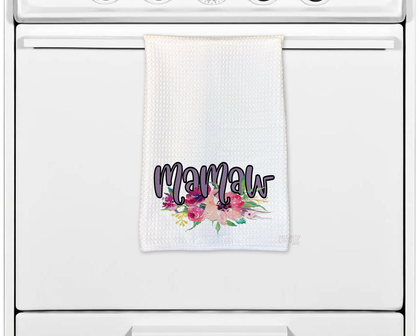 Mamaw Floral Waffle Weave Kitchen Towel