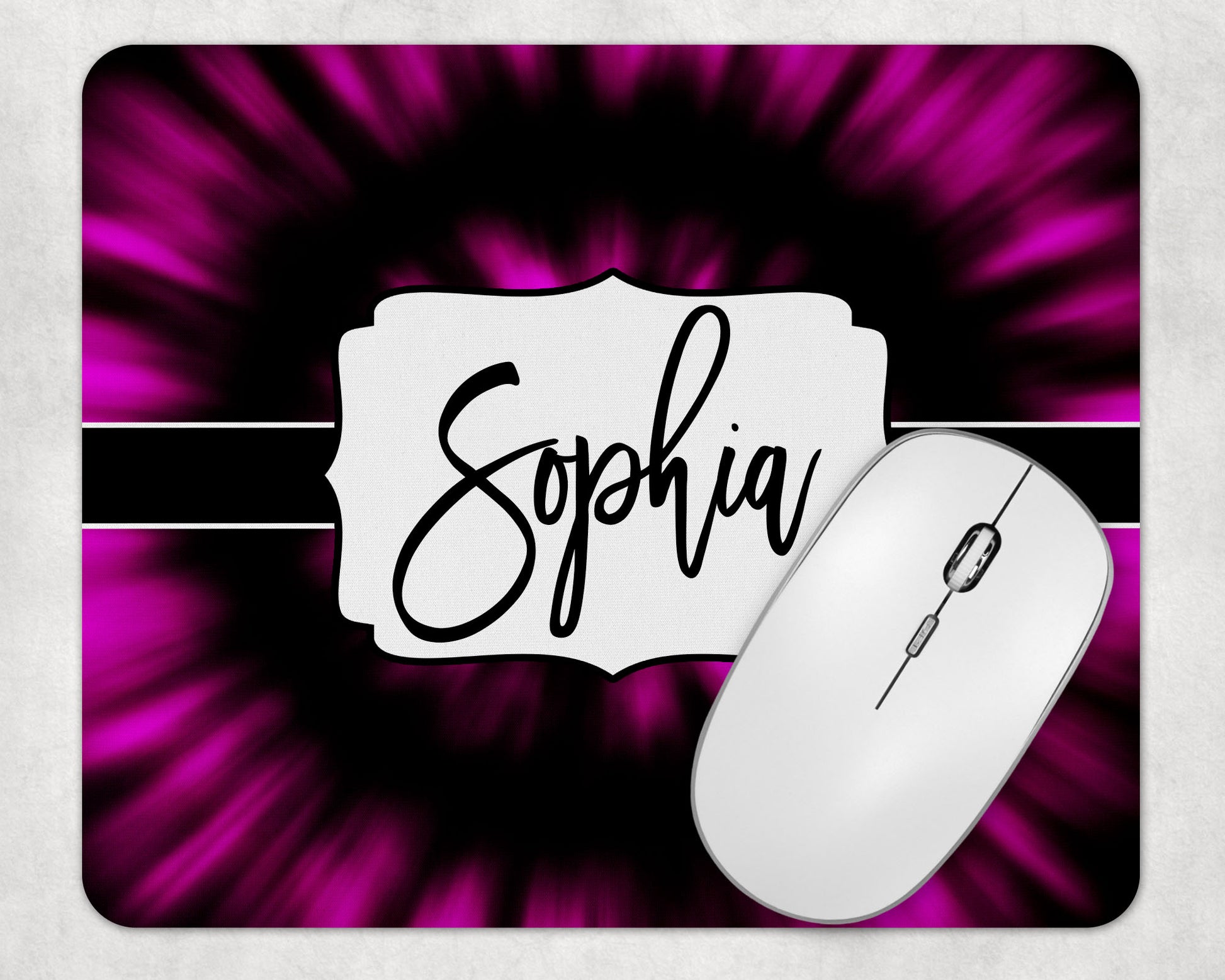 Purple and Black Blast Personalized Add Your Name Mouse Pad