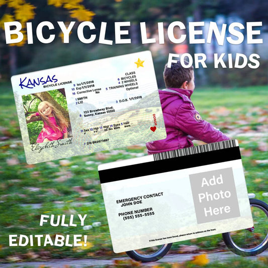 Personalized Bicycle Drivers License - Novelty Bike License for Kids