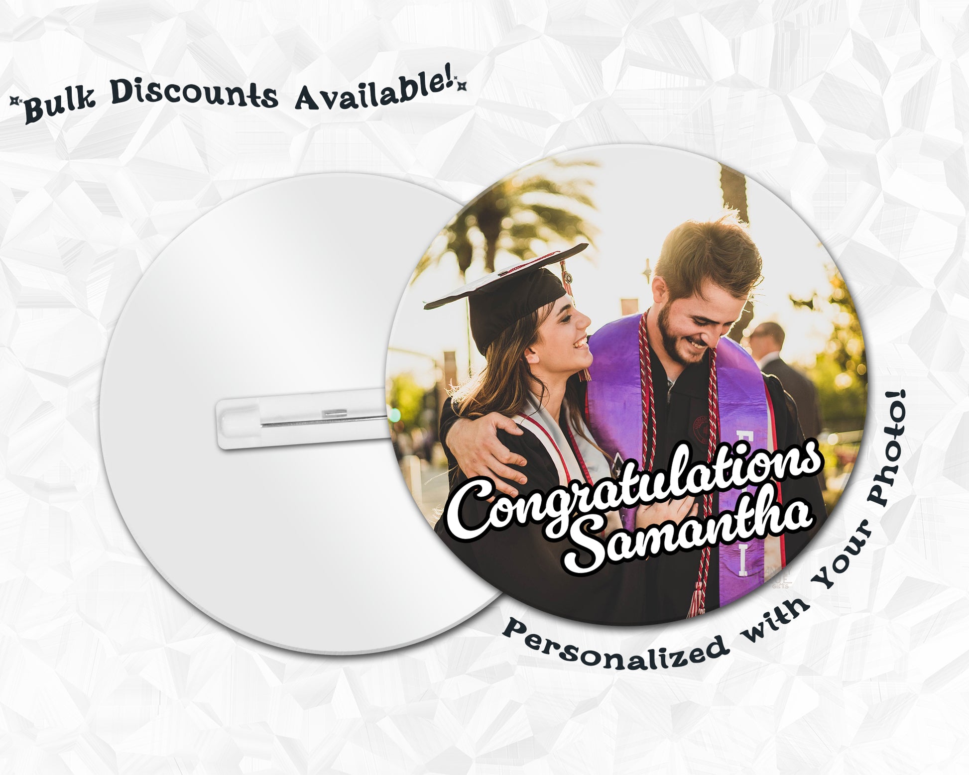 Personalized Graduation Button with Senior Photo - Bulk Discounts!