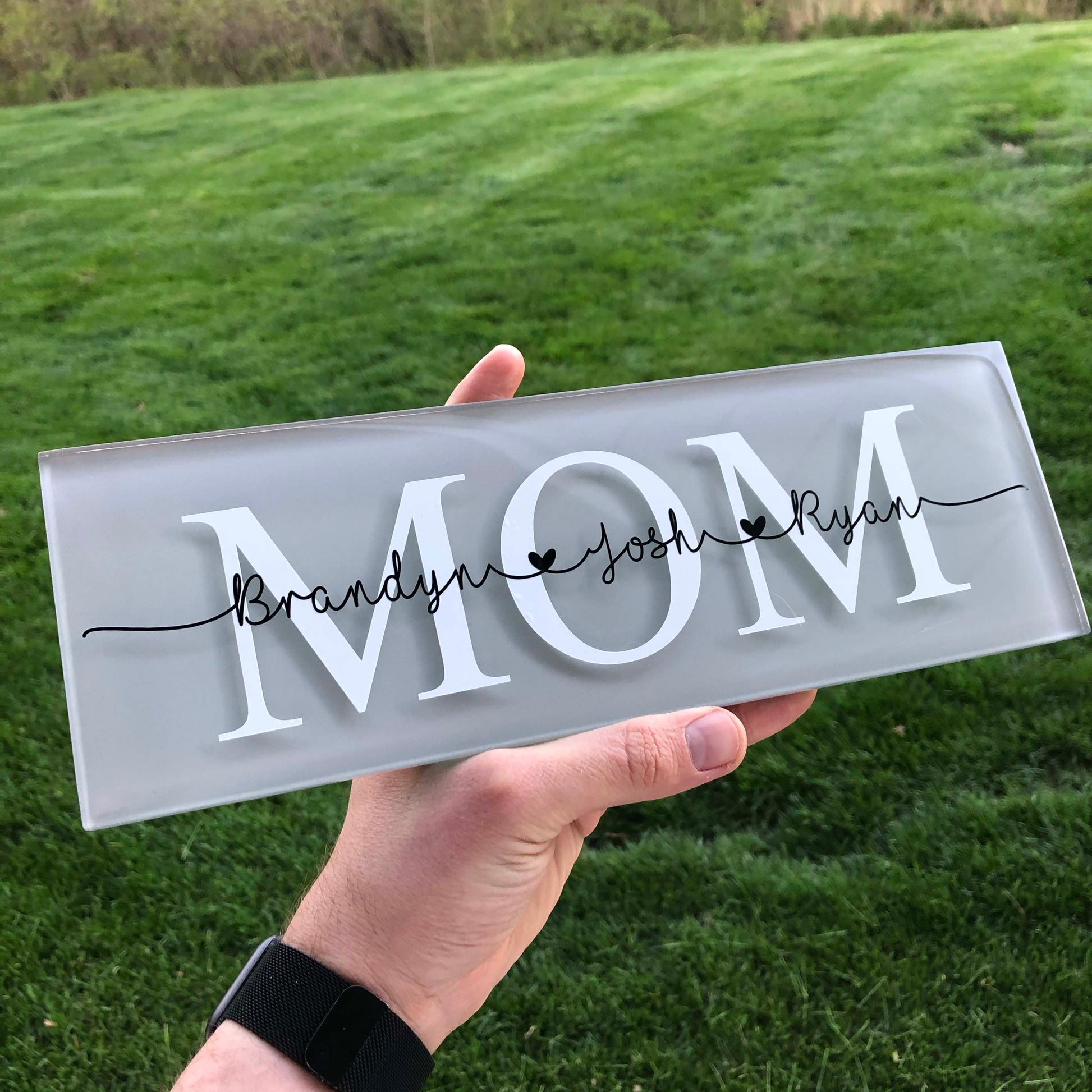 Personalized Mom Glass Tile with Names