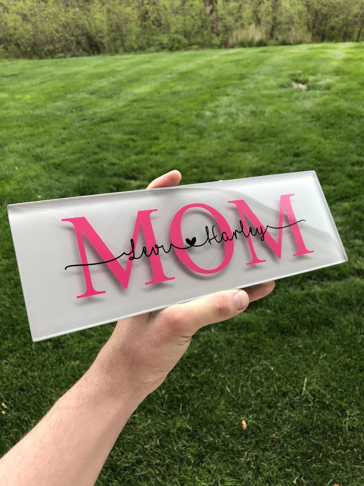 Personalized Mom Glass Tile with Names