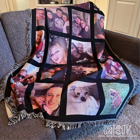 Personalized 20 Photo Collage Woven Blanket
