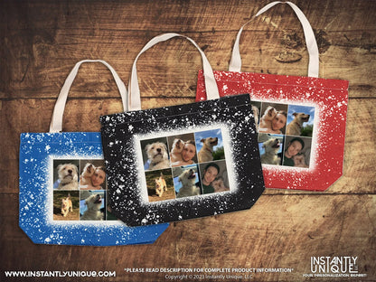 Photo Collage Bleached Out Custom Tote Bag - Personalized with your photos
