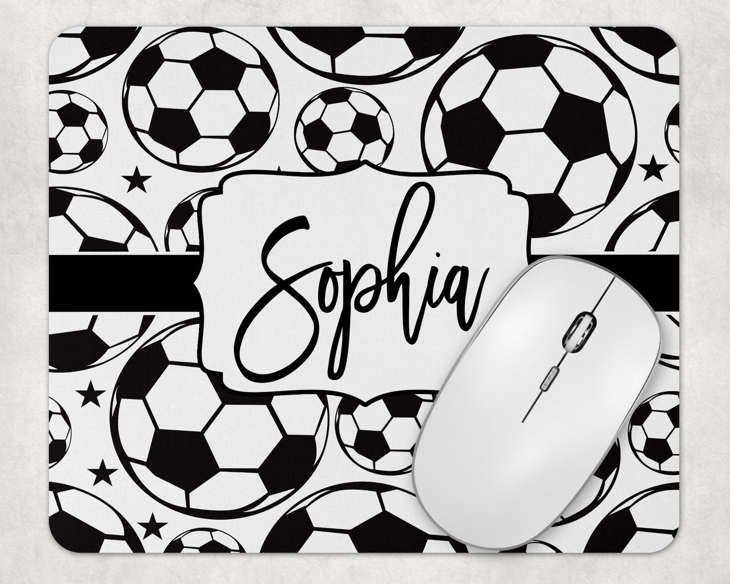 Soccer Ball Pattern Personalized Add Your Name Mouse Pad