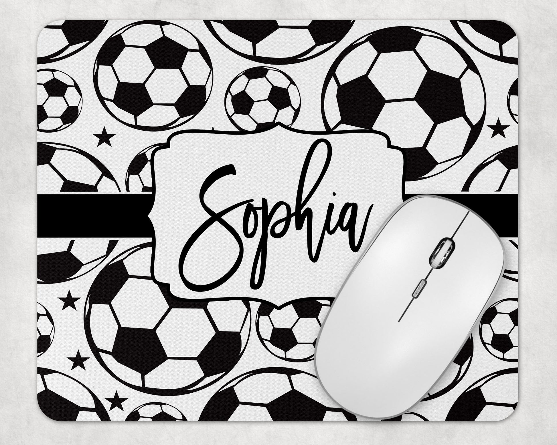 Soccer Ball Pattern Personalized Add Your Name Mouse Pad