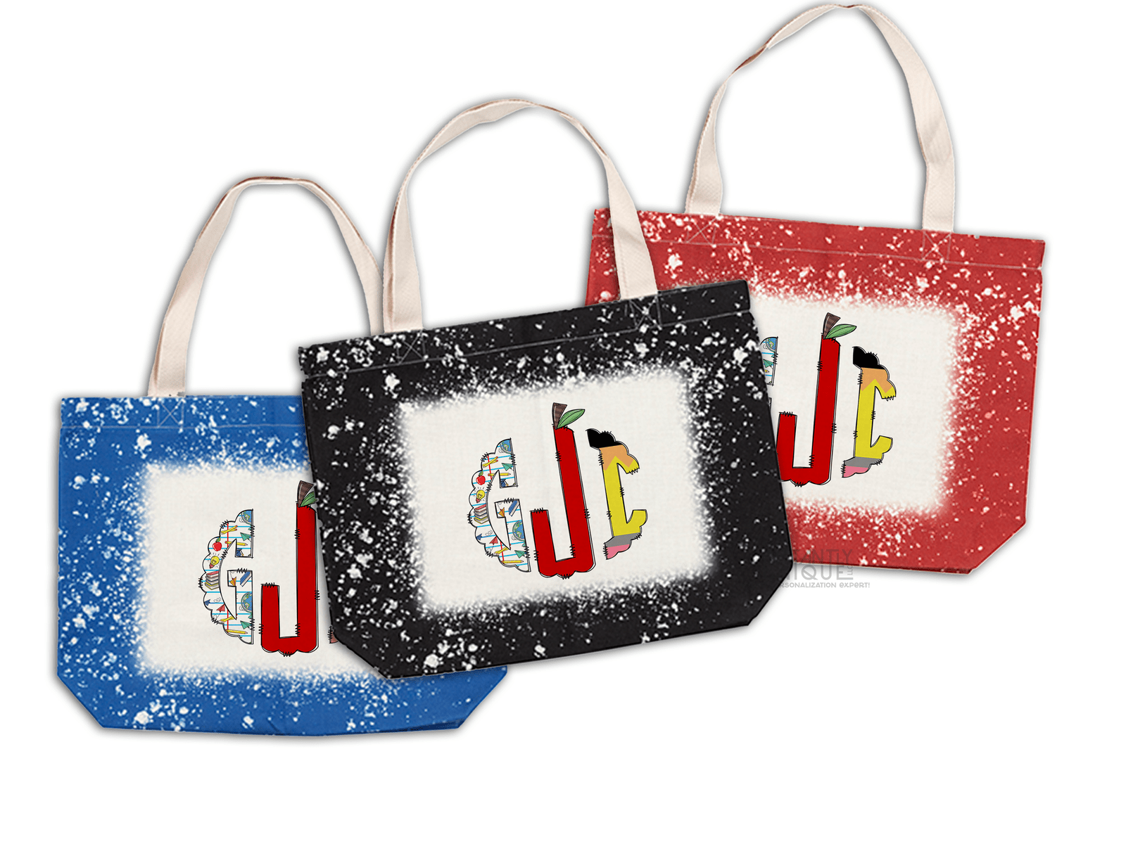 Teacher School Design Personalized Monogram Tote - Bleach Design Tote Bag