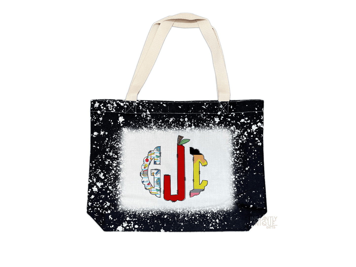 Teacher School Design Personalized Monogram Tote - Bleach Design Tote Bag