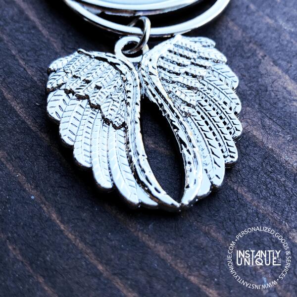 Your Wings Were Ready Quote - Custom Angel Wing Pendant with Your Photo