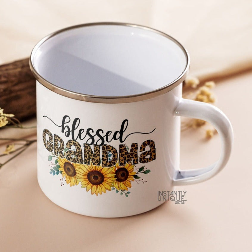 Blessed Grandma Sunflower Design 12oz Enamel Mug