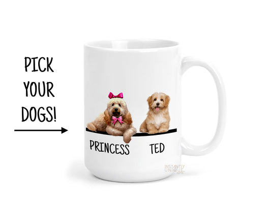 Pick Your Cute Dogs and Add Their Name - 15oz Ceramic Coffee Mug