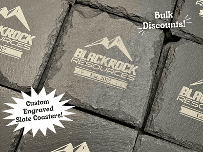 Custom Laser Engraved Slate Coasters with Business Logo - Promotional Drink Coasters