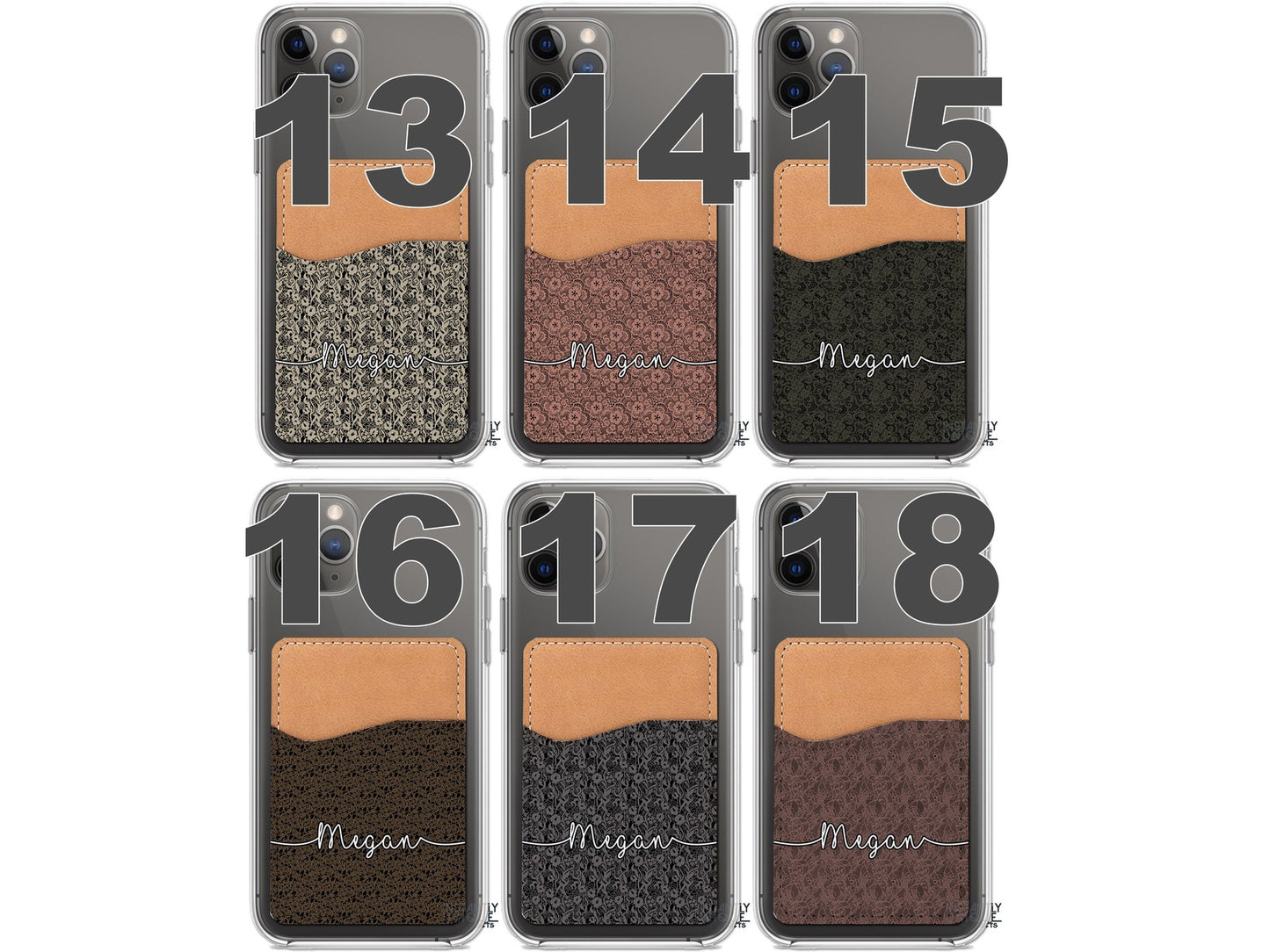 Lace Pattern Personalized Stick On Phone Wallet - Add Your Name